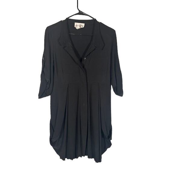 Joseph Ribkoff Black 3/4 Cuffed Sleeve Button Front Collared Dress Women Sz 8 - Picture 1 of 10